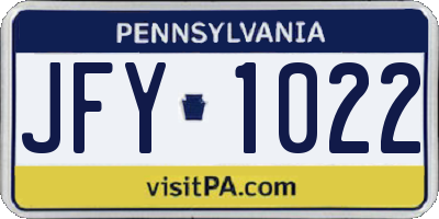 PA license plate JFY1022