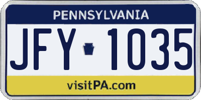PA license plate JFY1035