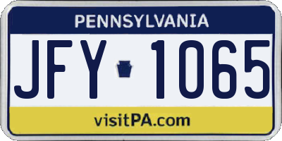 PA license plate JFY1065