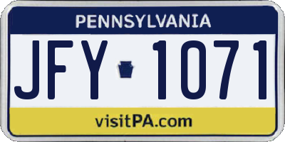 PA license plate JFY1071