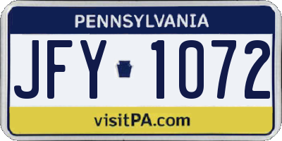 PA license plate JFY1072
