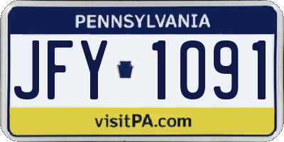 PA license plate JFY1091