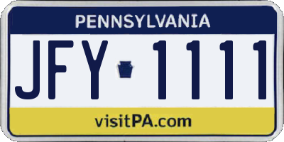 PA license plate JFY1111