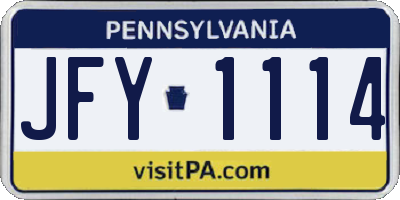 PA license plate JFY1114