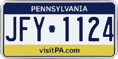 PA license plate JFY1124