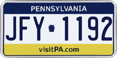 PA license plate JFY1192