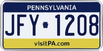 PA license plate JFY1208