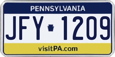PA license plate JFY1209