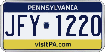 PA license plate JFY1220