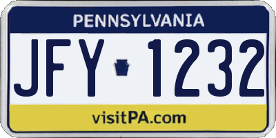 PA license plate JFY1232