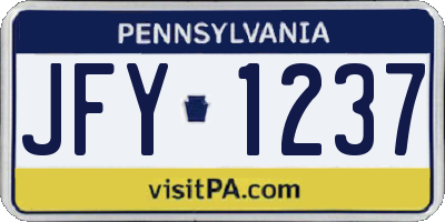 PA license plate JFY1237