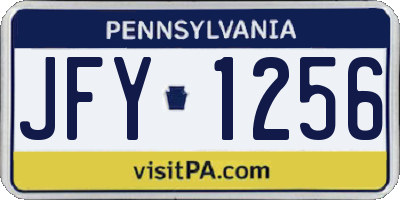 PA license plate JFY1256
