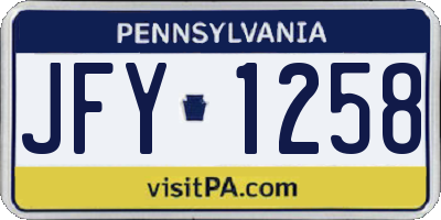 PA license plate JFY1258