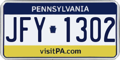 PA license plate JFY1302