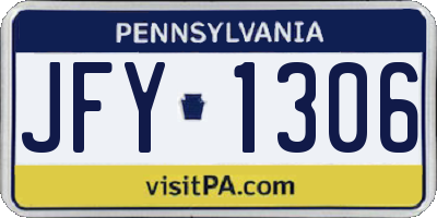 PA license plate JFY1306