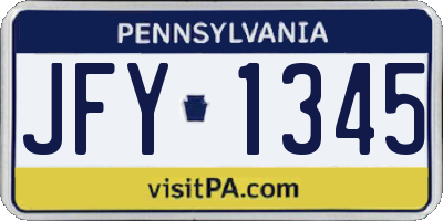 PA license plate JFY1345