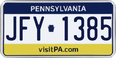 PA license plate JFY1385