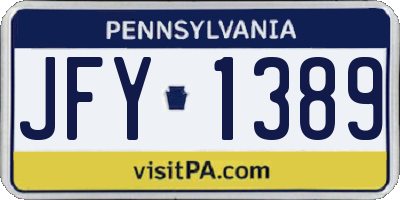 PA license plate JFY1389