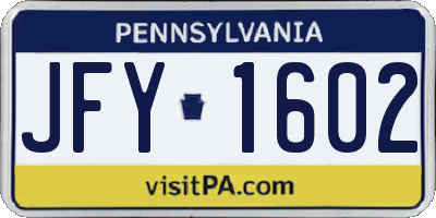 PA license plate JFY1602