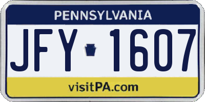 PA license plate JFY1607