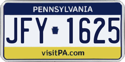 PA license plate JFY1625