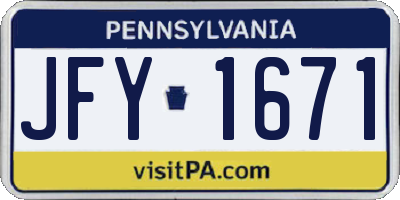 PA license plate JFY1671