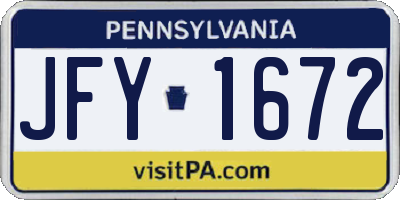 PA license plate JFY1672