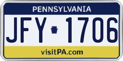 PA license plate JFY1706