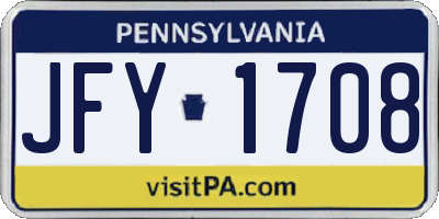PA license plate JFY1708
