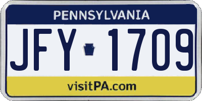 PA license plate JFY1709