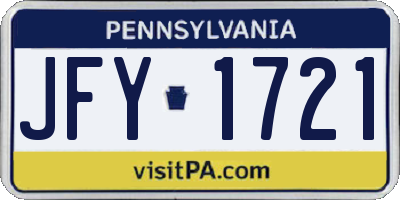 PA license plate JFY1721