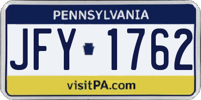PA license plate JFY1762
