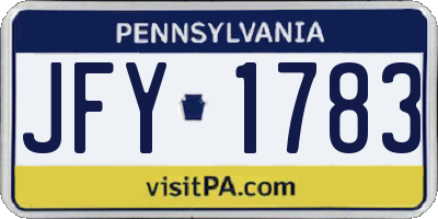 PA license plate JFY1783