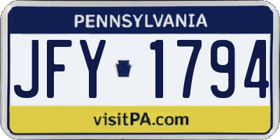 PA license plate JFY1794