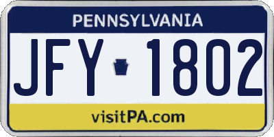 PA license plate JFY1802