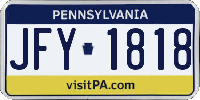 PA license plate JFY1818