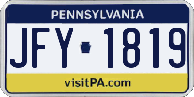 PA license plate JFY1819
