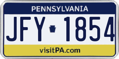 PA license plate JFY1854