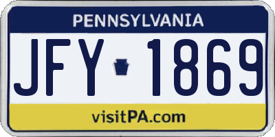 PA license plate JFY1869