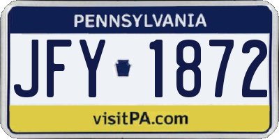 PA license plate JFY1872