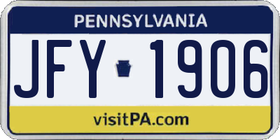 PA license plate JFY1906