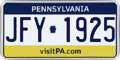 PA license plate JFY1925