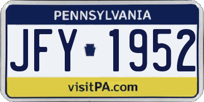 PA license plate JFY1952