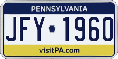 PA license plate JFY1960