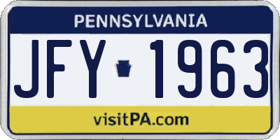 PA license plate JFY1963