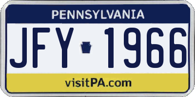 PA license plate JFY1966