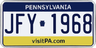 PA license plate JFY1968
