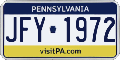 PA license plate JFY1972