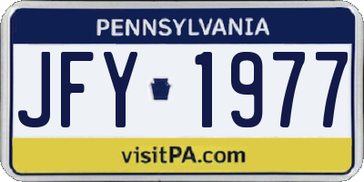 PA license plate JFY1977