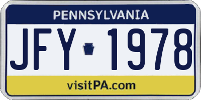PA license plate JFY1978